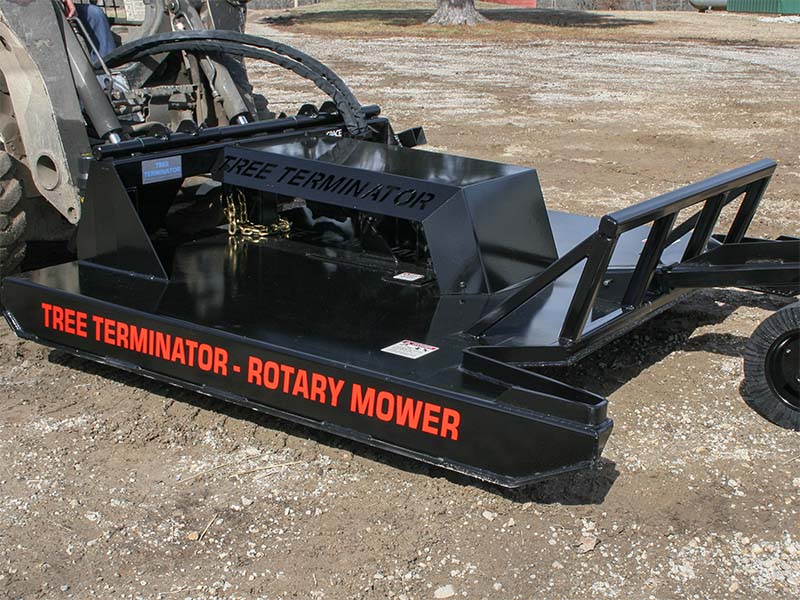 grace-manufacturing-tree-terminator-rotary-mower-skidsteer-attachment-1 The Tree Terminator Rotary Mower is a heavy duty brush mower attachment for skid steers, from the makers of Tree Terminator.